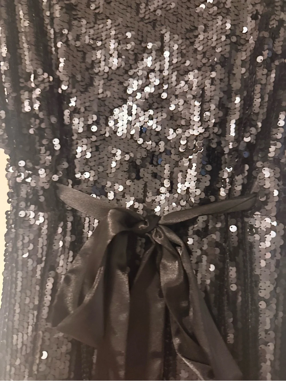 Aidan Mattox Black Sequin cocktail Dress with  bow